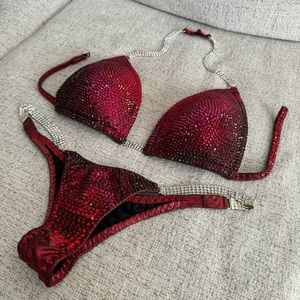 Red Ombré Competition Bikini - made by Cheryl Dixon